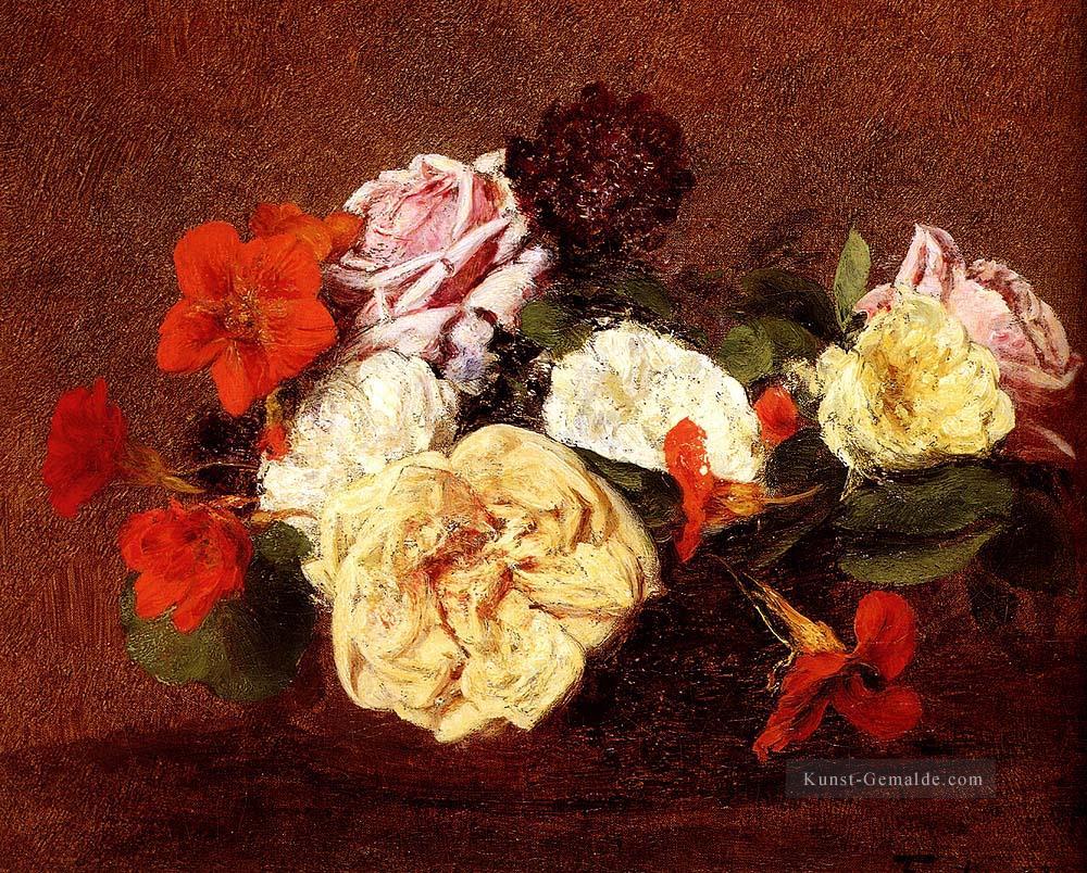 Blumenstrauß aus Rosen und Kapuzinerkresse Henri Fantin Latour Ölgemälde